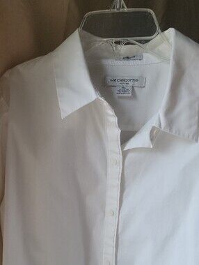 Liz Claiborne White Long-Sleeve Button-Front Dress Shirt